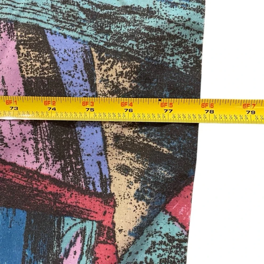 Geometric Sheet Retro 80s‎ Print Cotton Fabric 93x78 Red Blue Green DIY Crafts